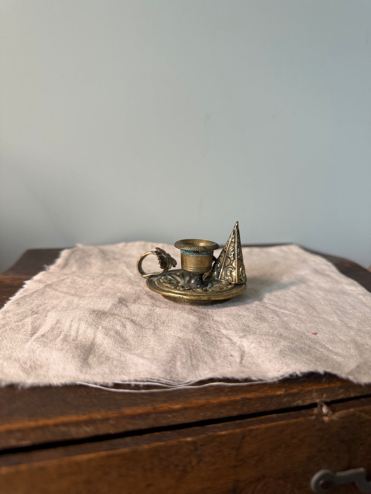 Rare Small Brass Candlestick Holder with Snuffer