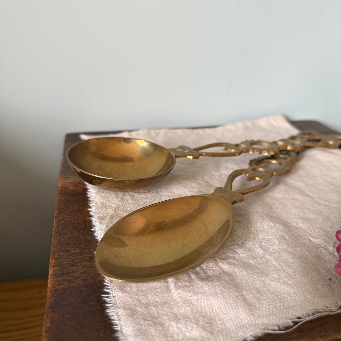 Pair of Vintage Brass Welsh Love Spoons