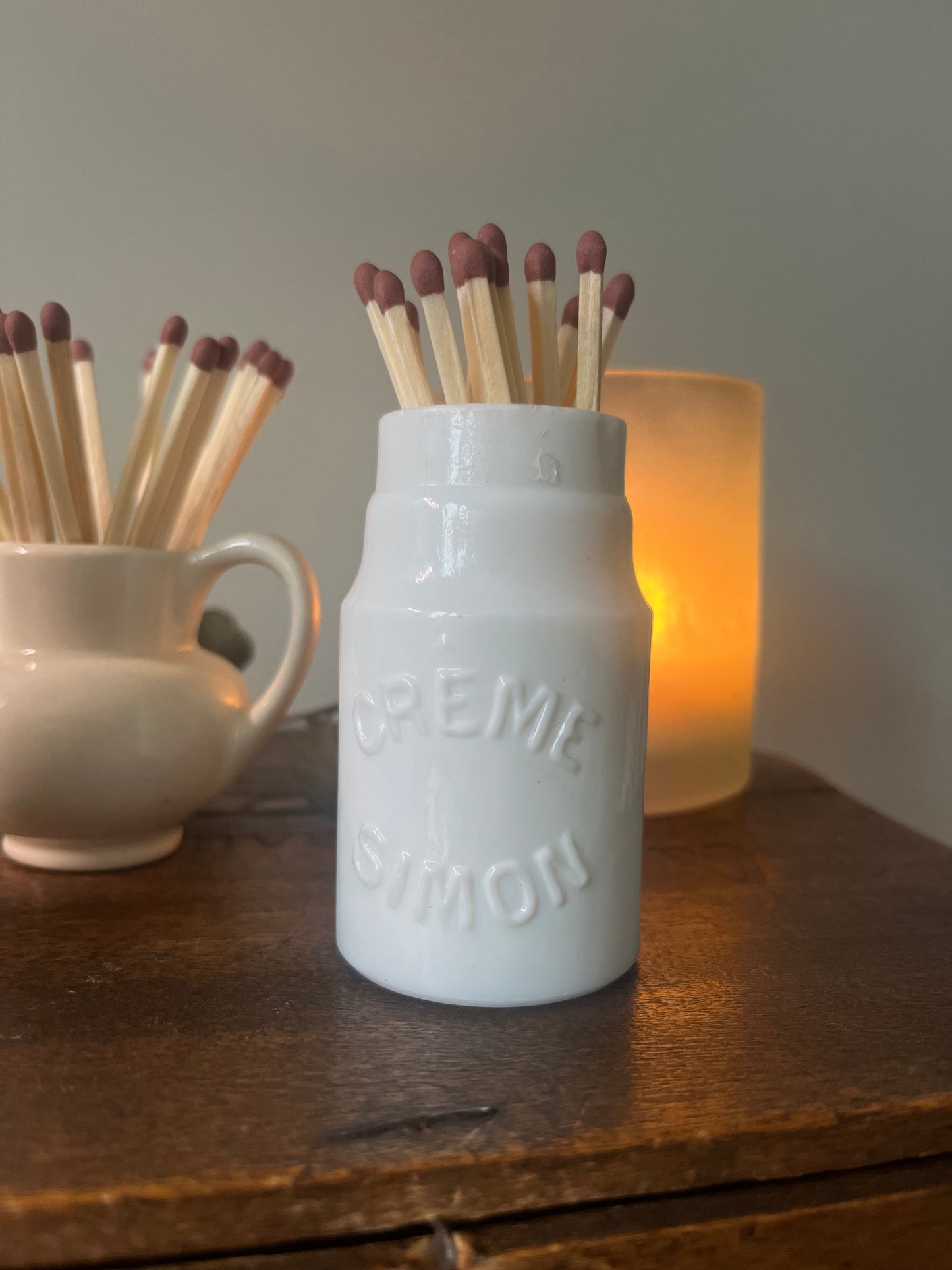 White Match Striker Pot With Matches - different styles